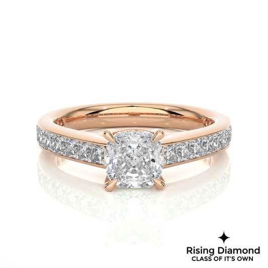 1.62 Ct Cushion Cut Colorless Moissanite Gold Engagement Ring