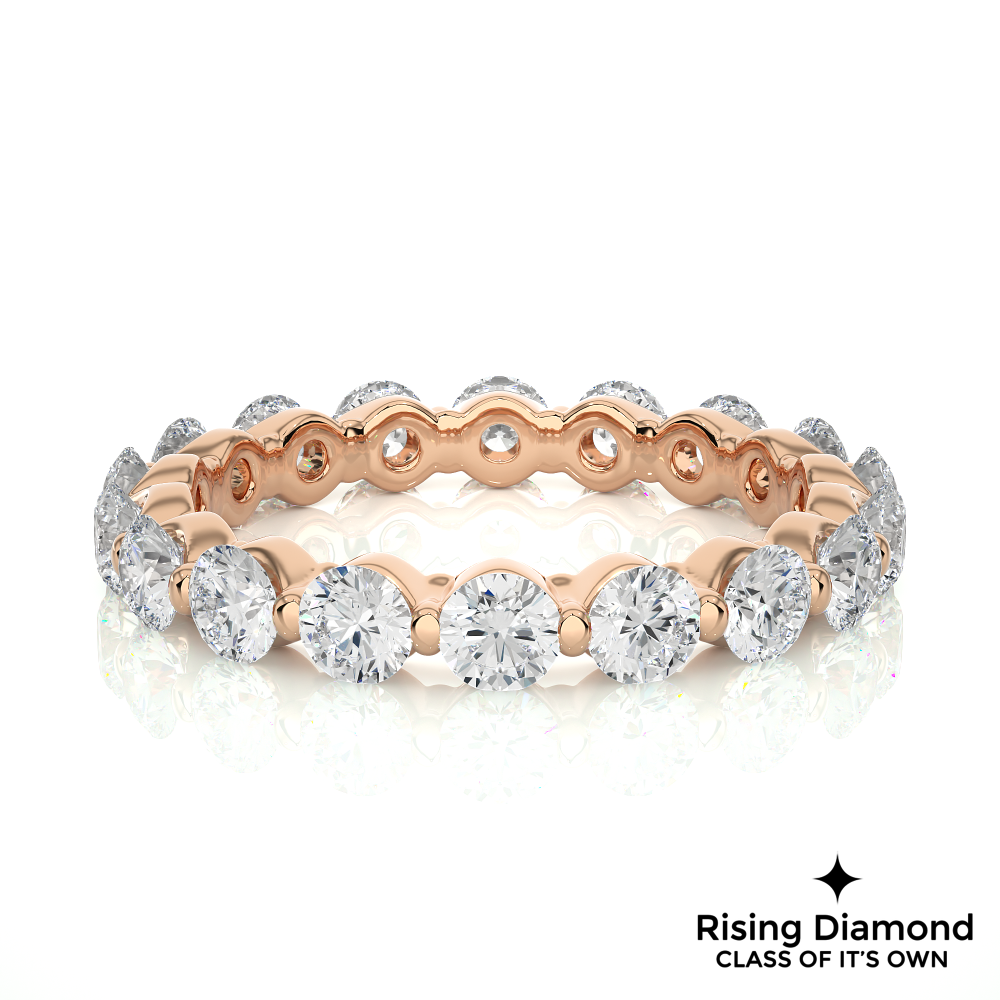 1.49 CTW Round Cut Lab Grown Diamond Full Eternity Wedding Band in Bubble Prong Setting