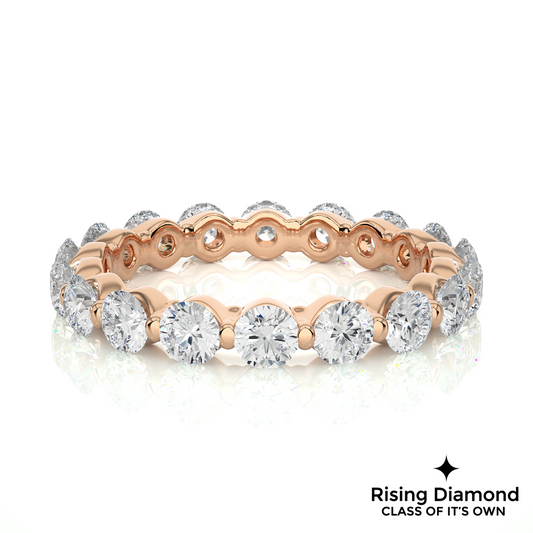 1.49 CTW Round Cut Lab Grown Diamond Full Eternity Wedding Band in Bubble Prong Setting