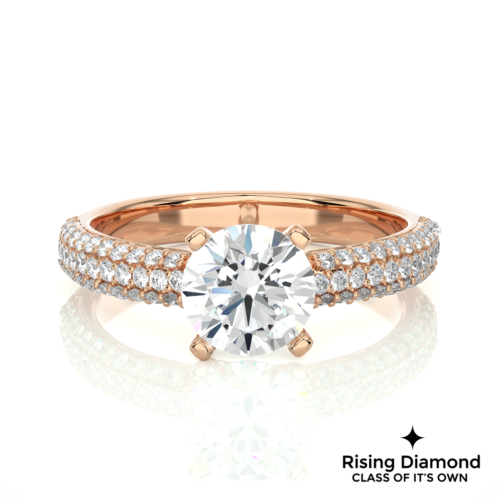 1.02 Ct Round Cut Colorless Moissanite Gold Engagement Ring