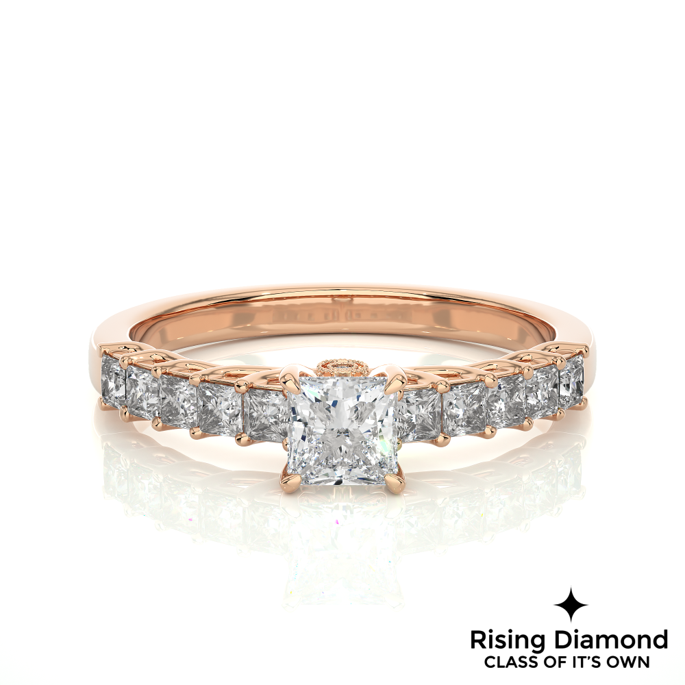 1.01 Ct Princess Cut F-VS2 Lab Grown Diamond Engagement Ring