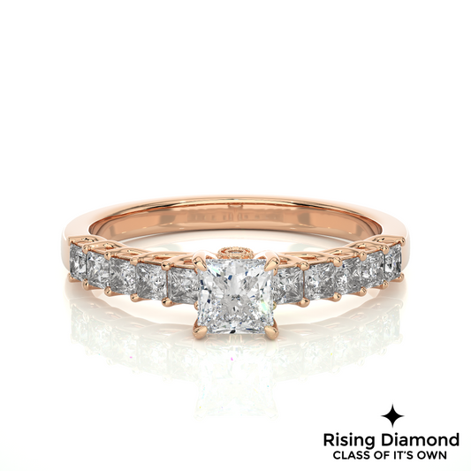 1.01 Ct Princess Cut F-VS2 Lab Grown Diamond Engagement Ring