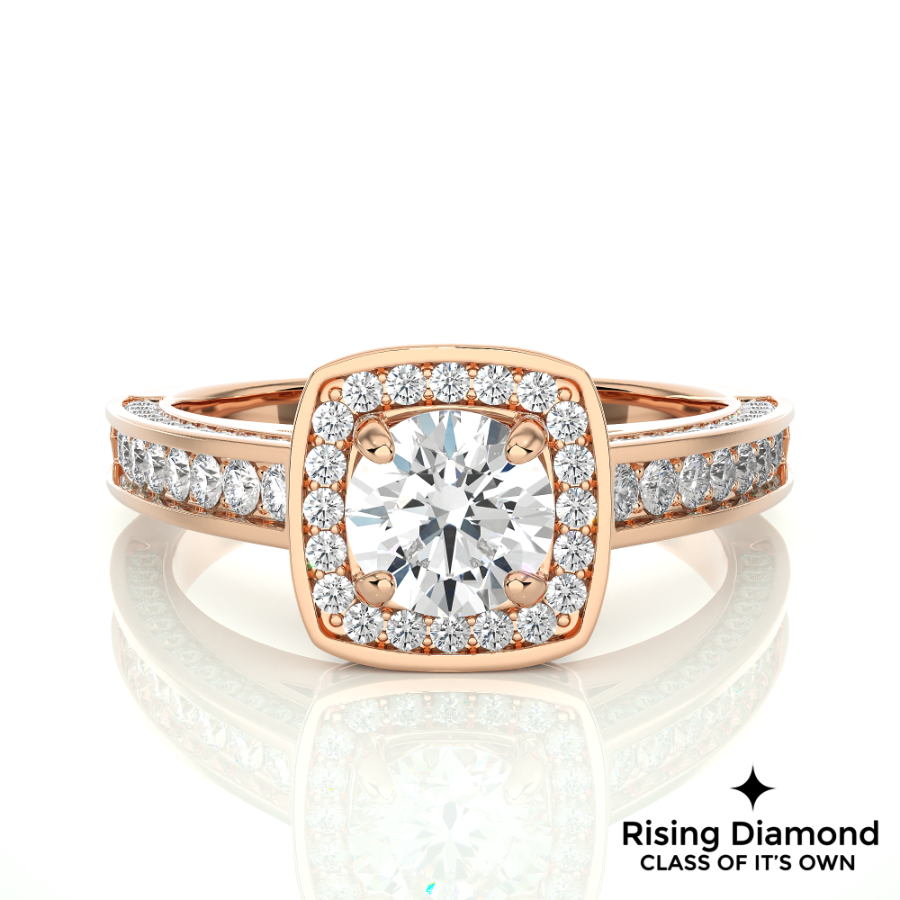 1.16 Ct Round Cut E-VS2 Lab Grown Diamond Gold Engagement Ring