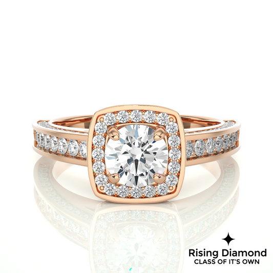 1.16 Ct Round Cut E-VS2 Lab Grown Diamond Gold Engagement Ring