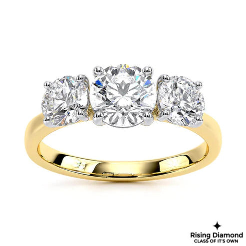 1.0 CT Round E/VS2 Lab Grown Diamond Three Stone Ring