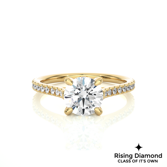 1.72 Ct Round Cut Colorless Moissanite Gold Engagement Ring