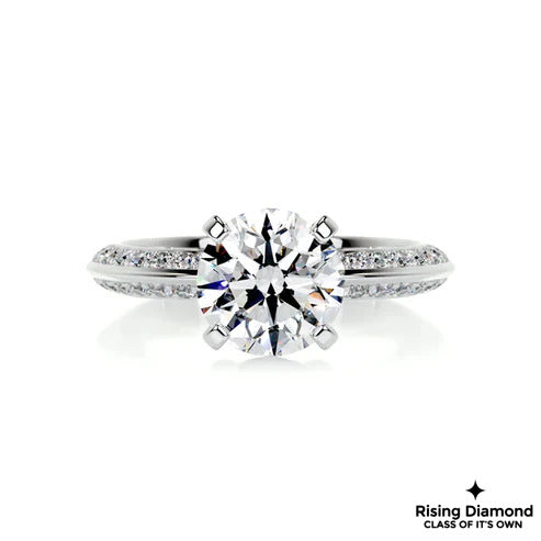 2.09 Ct Round Cut Colorless Moissanite Knife Edge Shank Ring