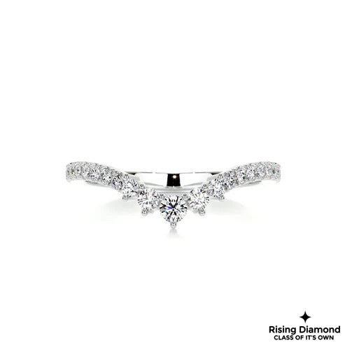 0.36 CTW Round Cut Colorless Moissanite Curved Band
