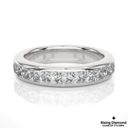 0.42 CTW Princess Cut Colorless Moissanite Wedding Band