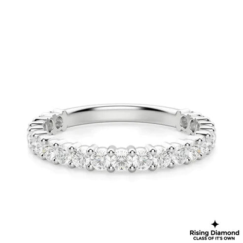 0.42 TCW Round Cut Colorless Moissanite Diamond Gold Wedding Band