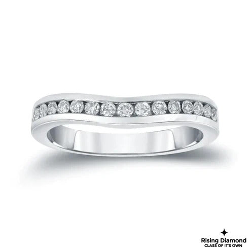 0.35 TCW Round Cut FG-VS Lab Grown Diamond Half Eternity Gold Wedding Band