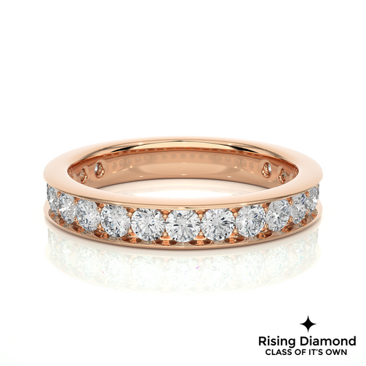 0.75 CTW Round Cut Lab Grown Diamond Eternity Wedding Band in Chanel Setting