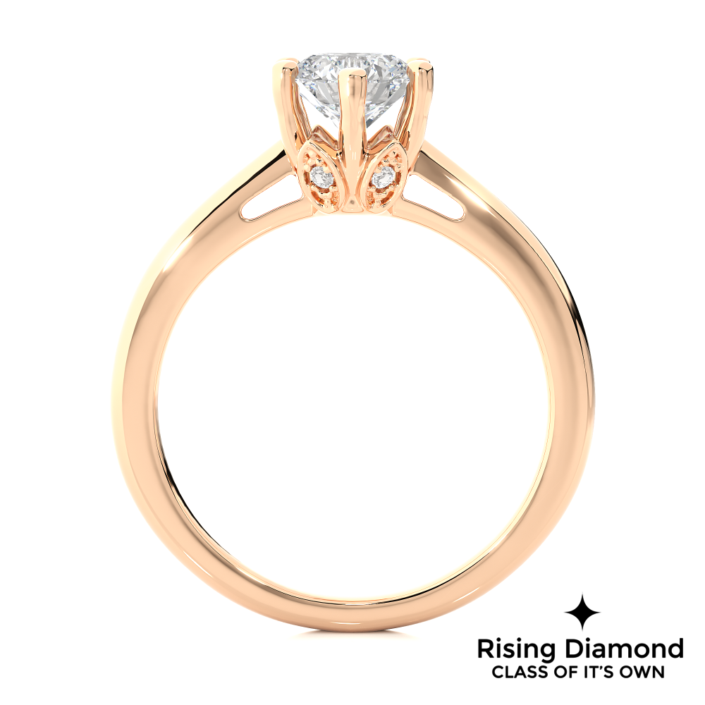 1.03 Ct Round Cut Colorless Moissanite Six Prong Engagement Ring