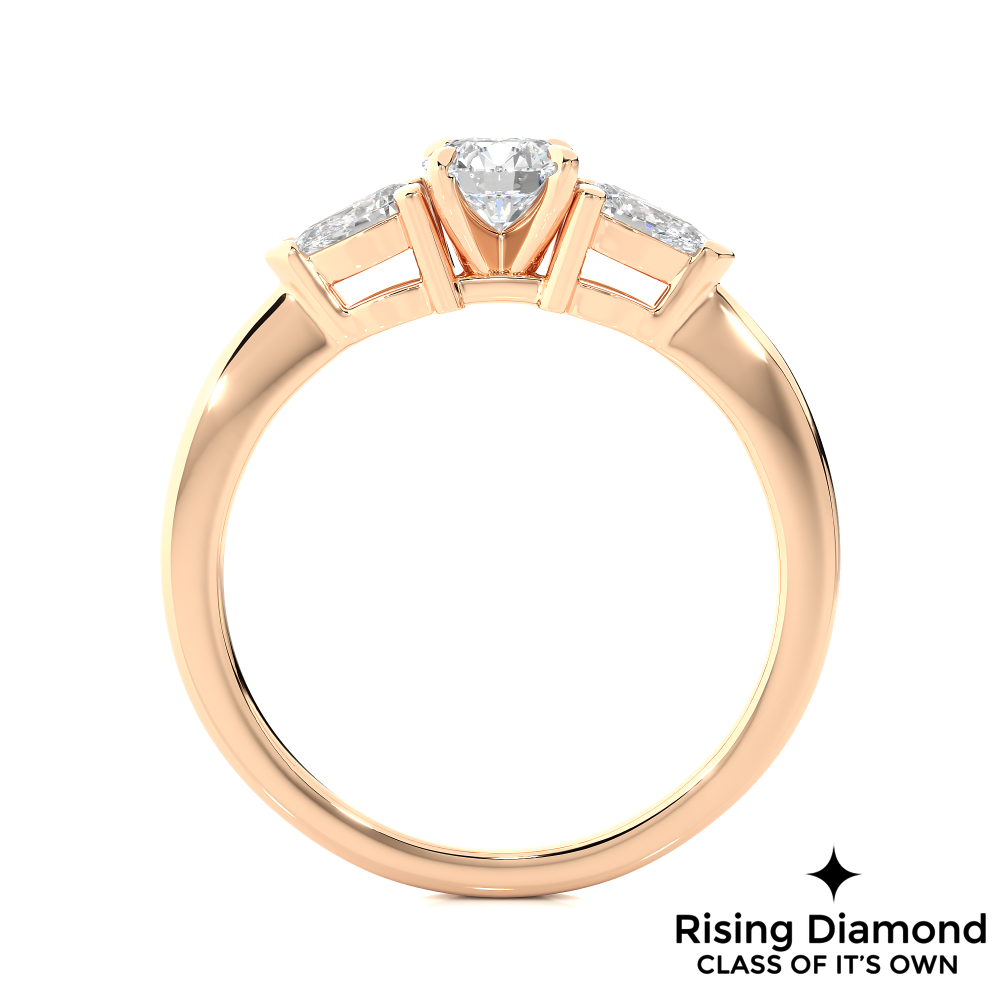 1.16 Ct Round Cut Colorless Moissanite Three Stone Engagement Ring