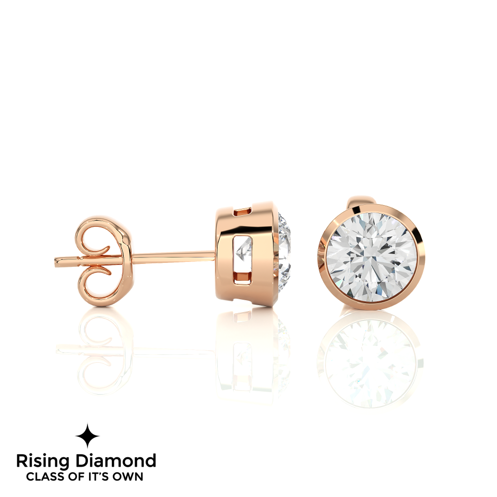 1.05 Ct For Each Round Cut Lab Grown Diamond Gold Stud Earring