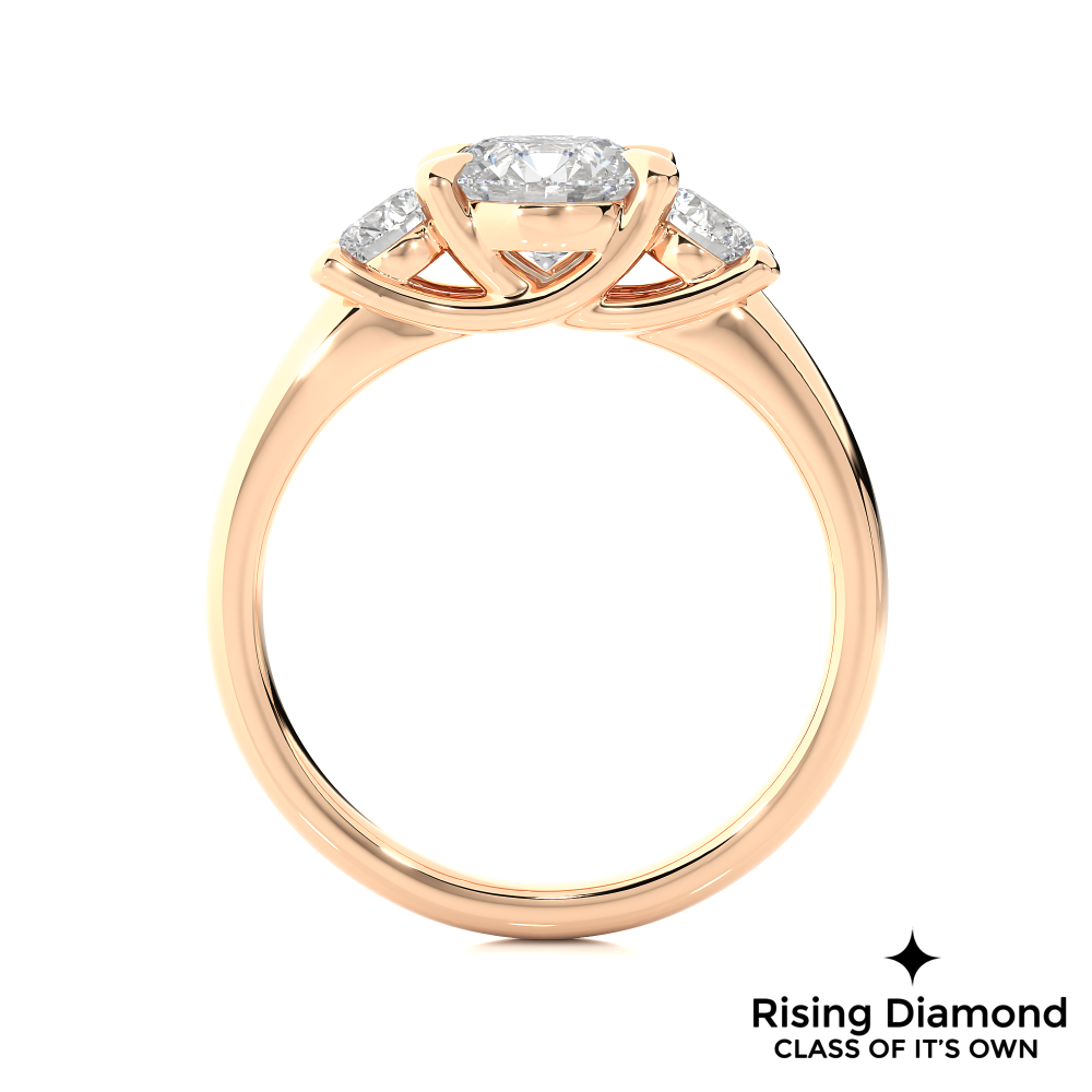 1.48 Ct Round Cut Colorless Moissanite Three Stone Engagement Ring