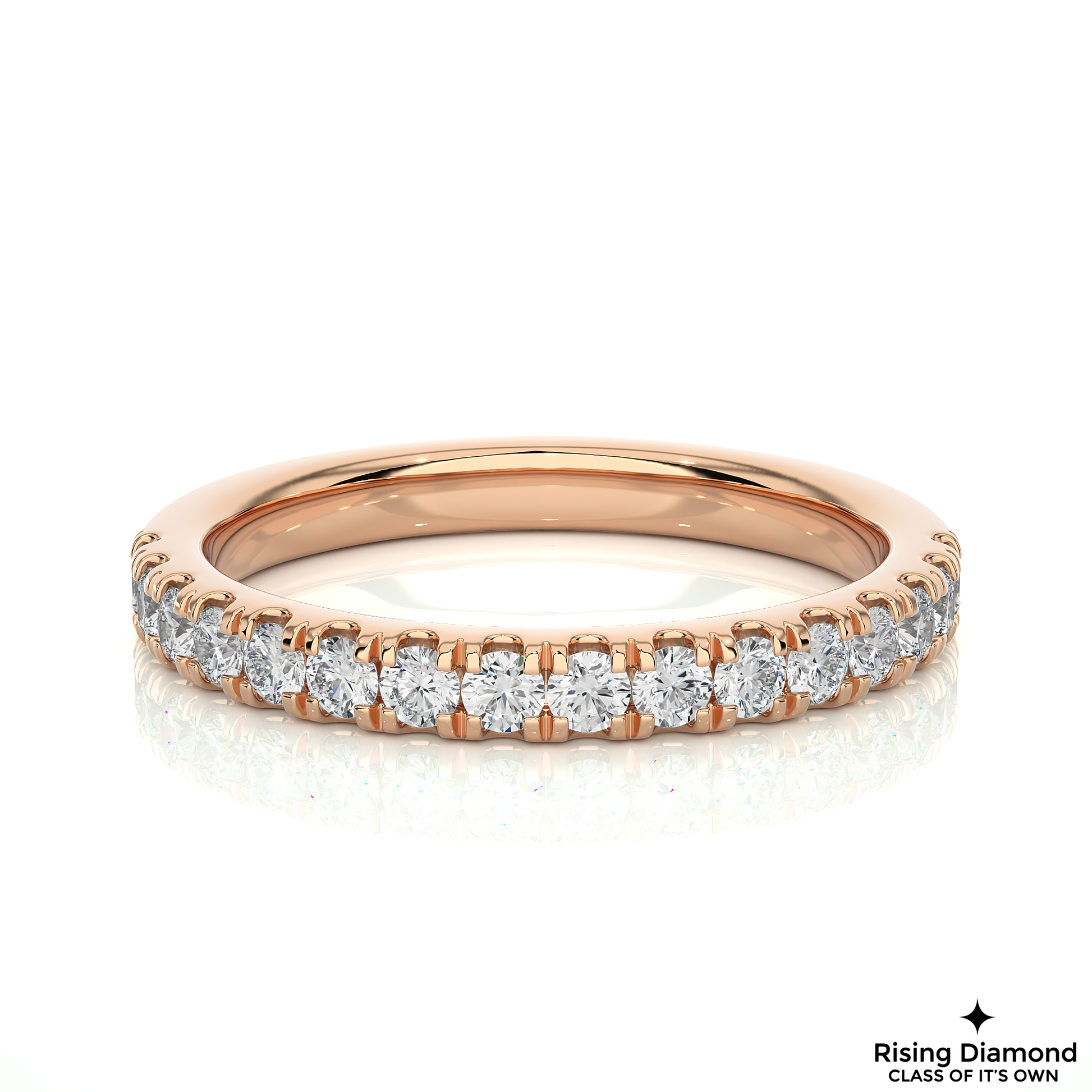 0.39 CTW Round Cut Lab Grown Diamond Half Eternity Band in Pave Setting