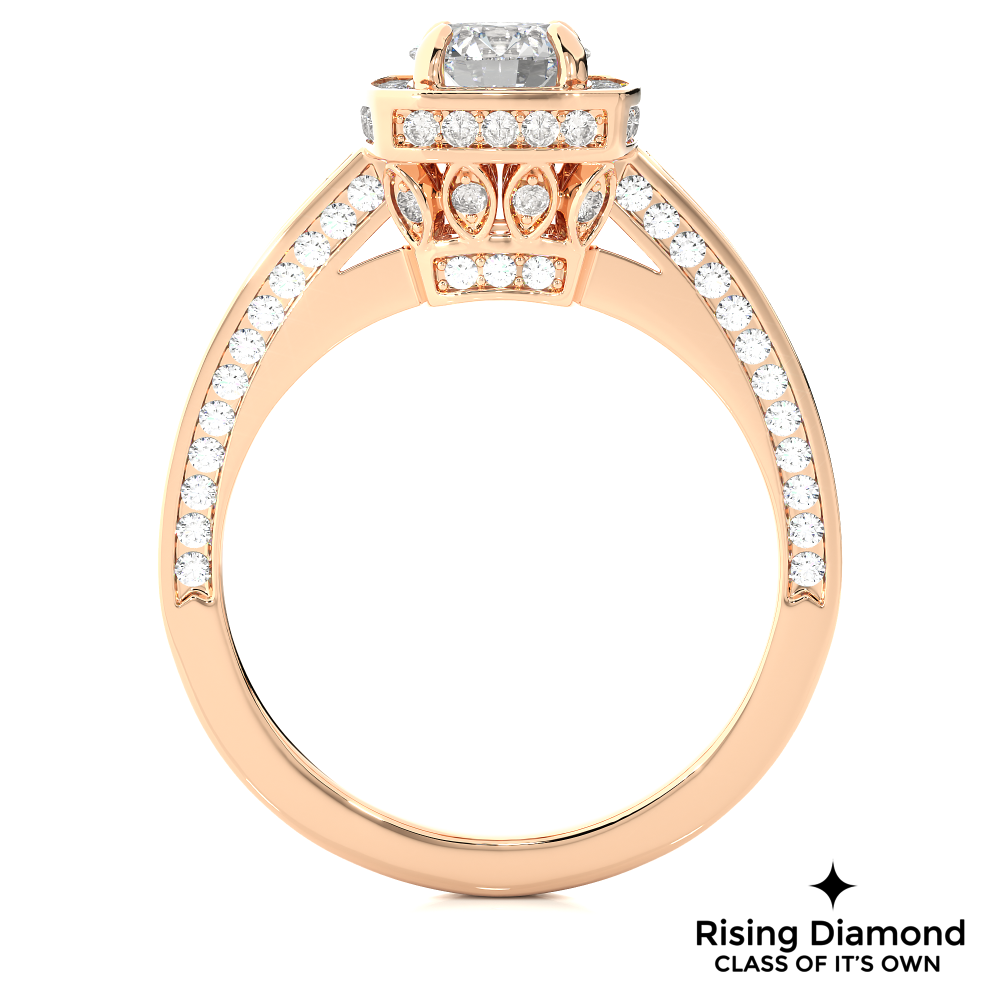 1.01 Ct Round Cut Colorless Moissanite Halo Engagement Ring