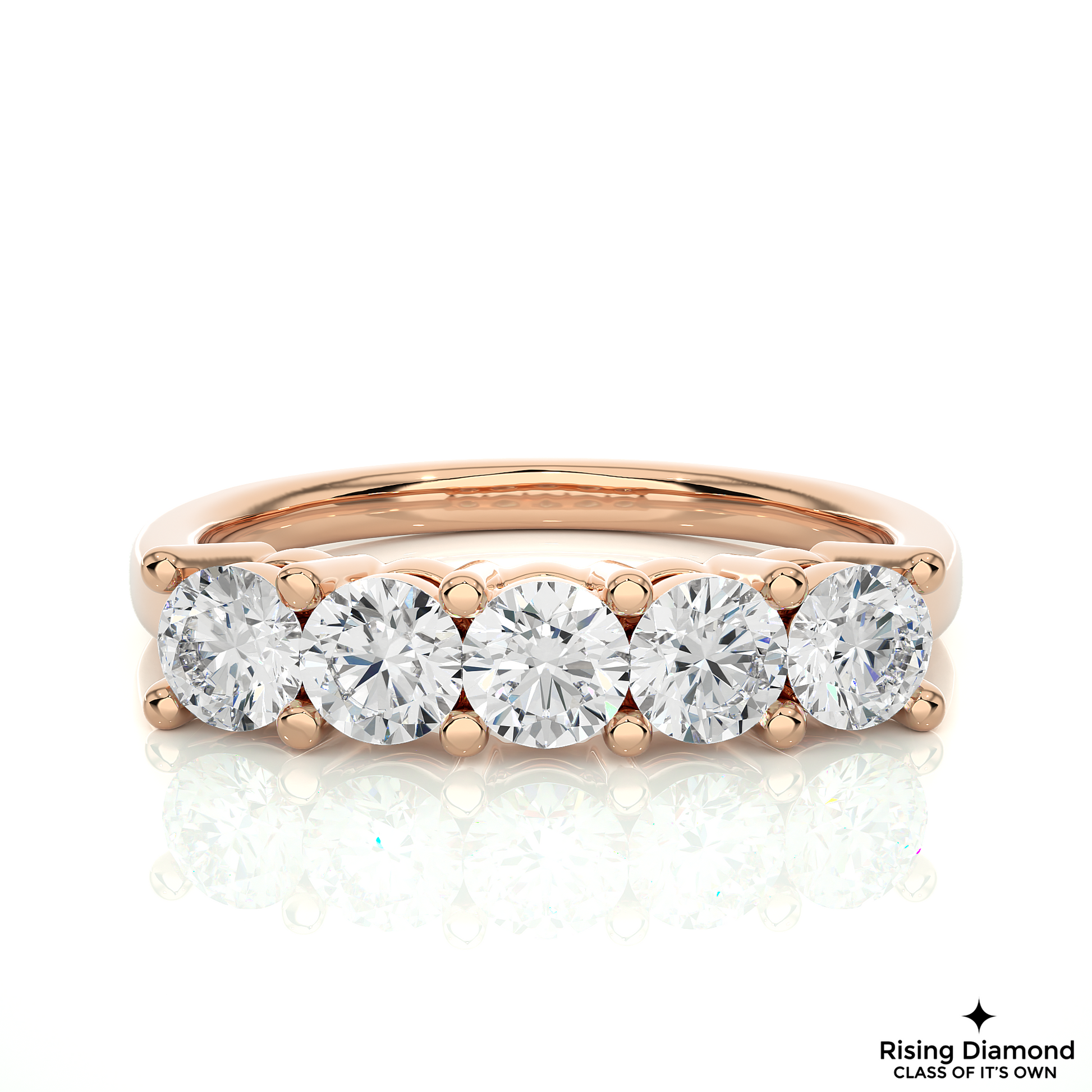 0.36 CTW Round Cut Lab Grown Diamond Five Stone Wedding Band in Prong Setting