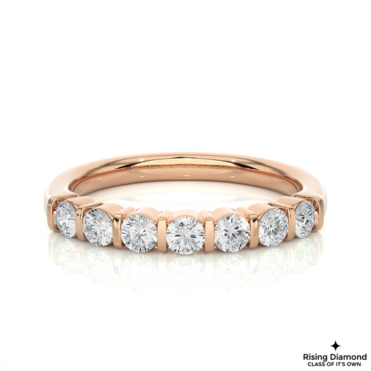 0.52 CTW Round Cut Lab Grown Diamond Half Eternity Wedding Band in Bar Setting