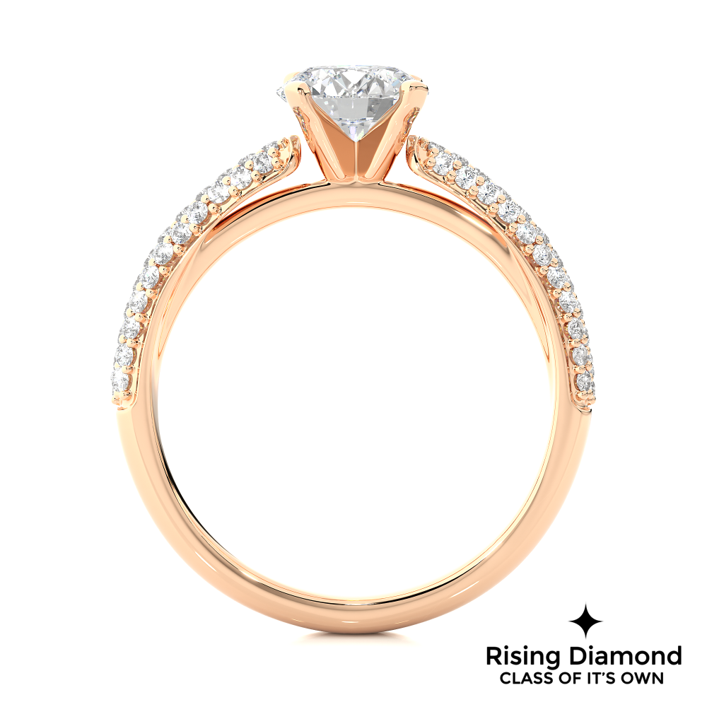 1.02 Ct Round Cut Colorless Moissanite Gold Engagement Ring