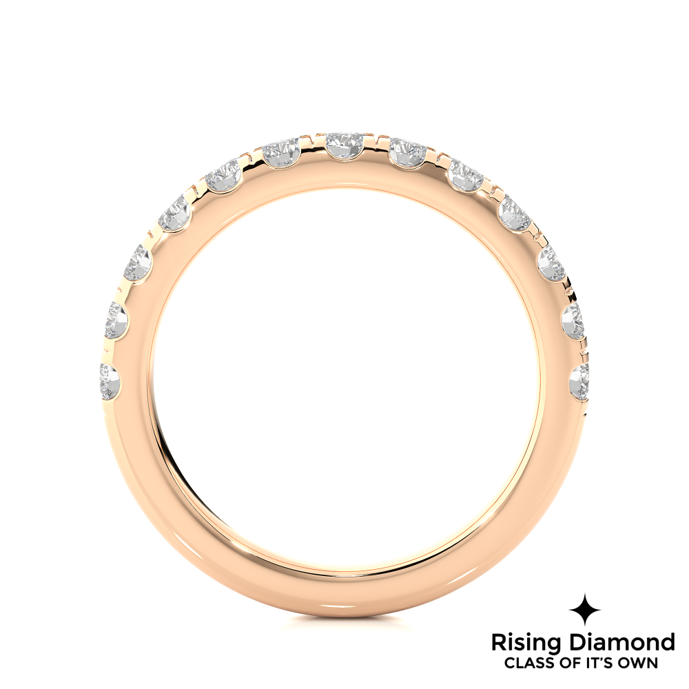 1.01 CTW Round Cut Lab Grown Diamond Half Eternity Wedding Band in V Pave Setting