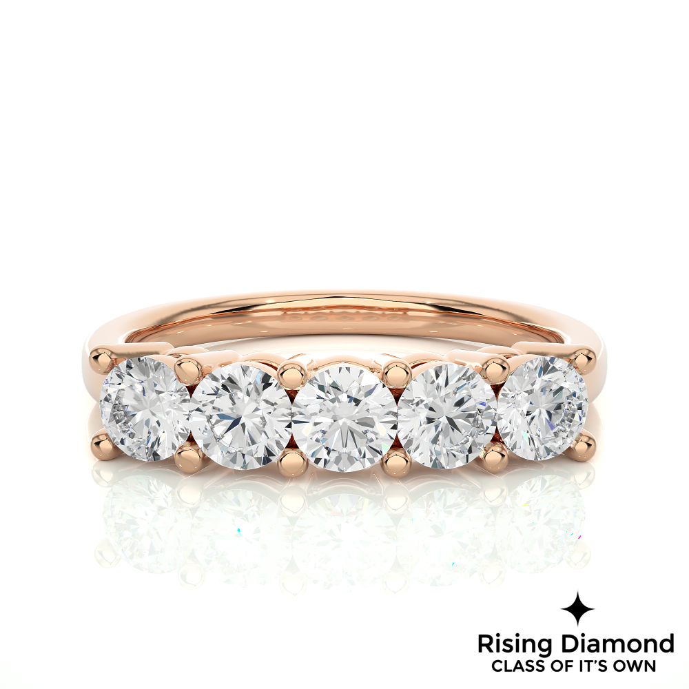 0.52 CTW Round Cut Lab Grown Diamond Five Stone Ring