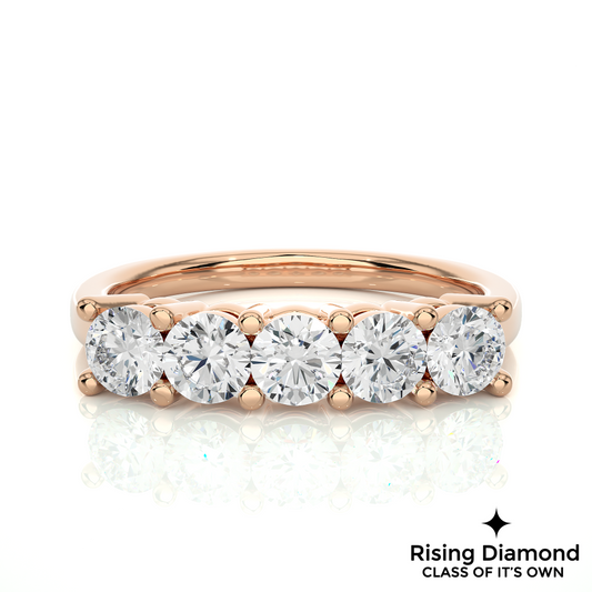 0.52 CTW Round Cut Lab Grown Diamond Five Stone Ring