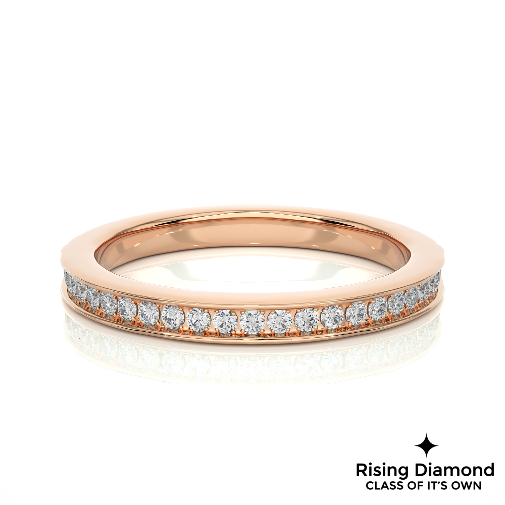 0.19 CTW Round Cut Lab Grown Diamond Half Eternity Gold Band