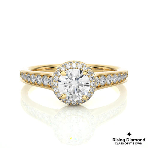 1.02 CT Round E/VS2 Lab Grown Diamond Halo Engagement Ring
