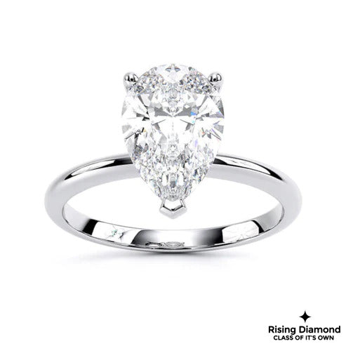 1.31 CT F/VS1 Pear Cut Lab Grown Diamond Solitaire Ring
