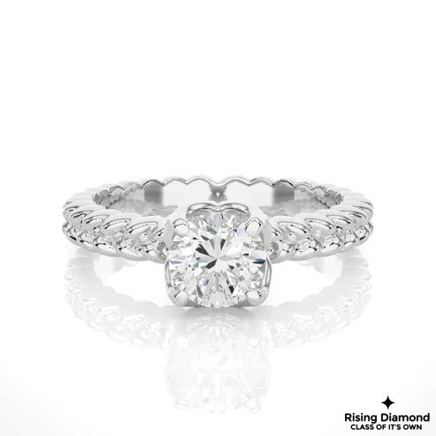 1.08 Ct Round Cut E-VS1 Lab Grown Diamond Gold Engagement Ring