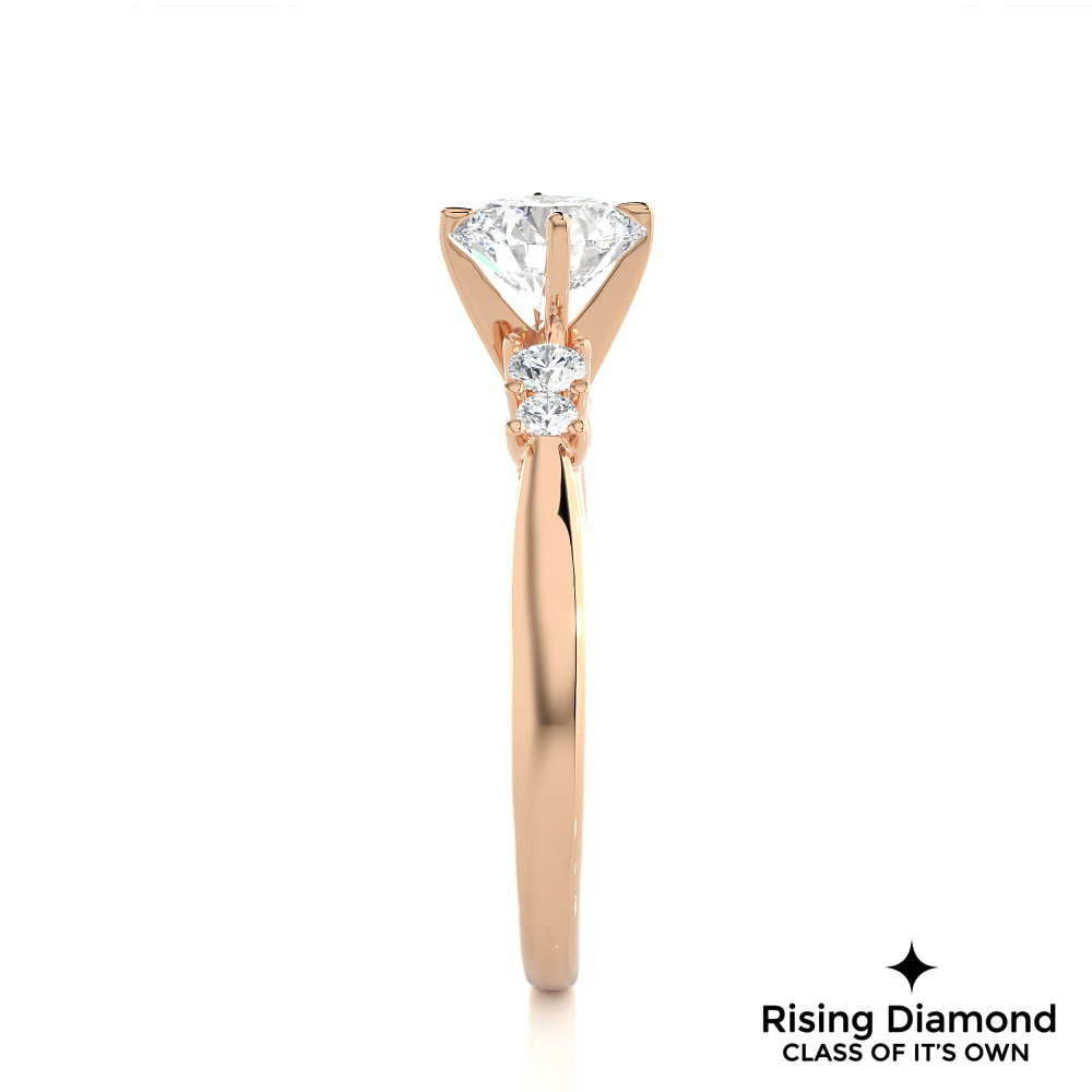 0.97 Ct Round Cut Colorless Moissanite Engagement Ring