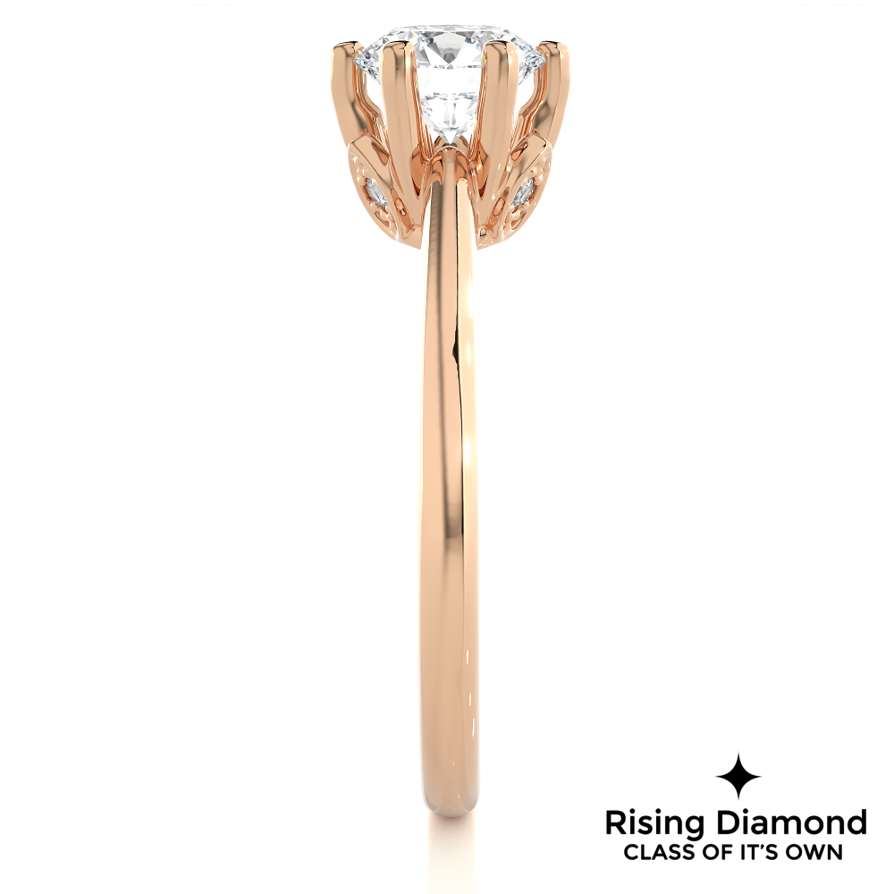 1.03 Ct Round Cut Colorless Moissanite Six Prong Engagement Ring