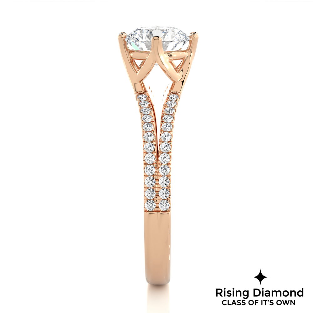 1.01 Ct Round Cut Colorless Moissanite Split Shank Engagement Ring