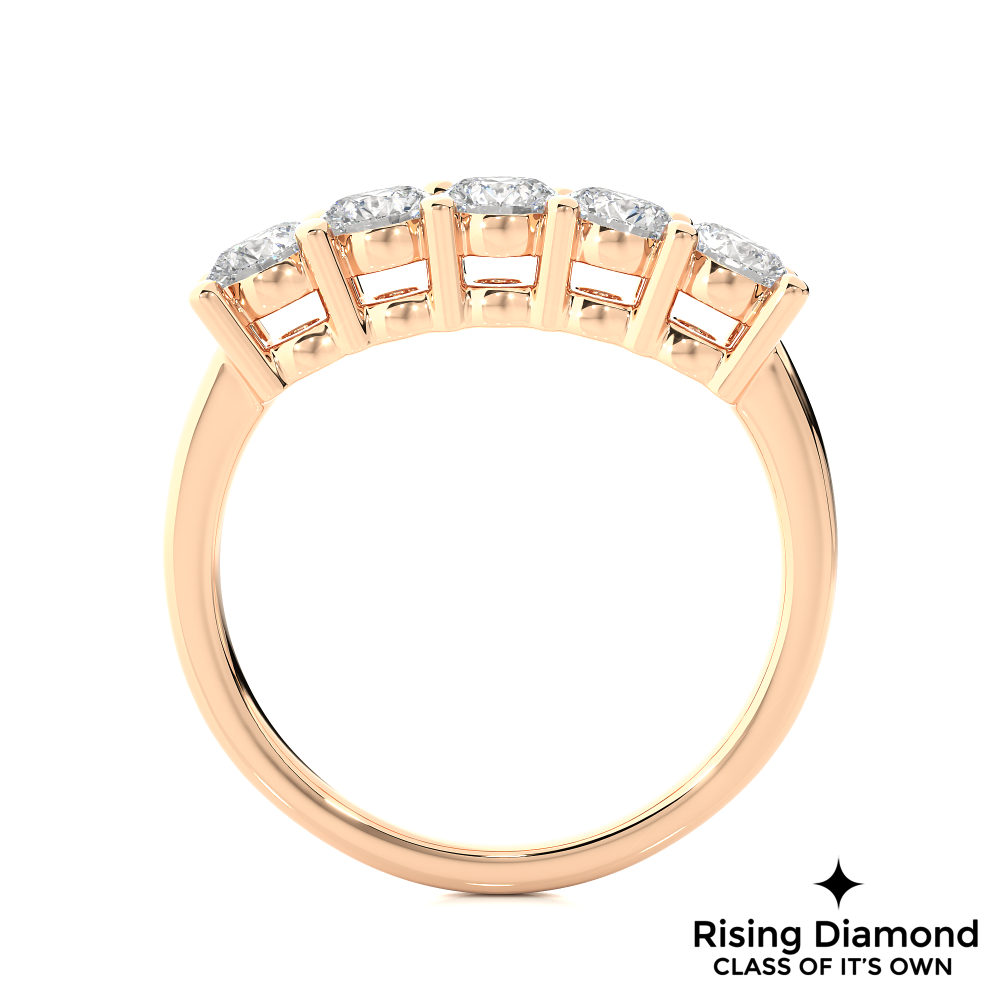 0.52 CTW Round Cut Lab Grown Diamond Five Stone Ring