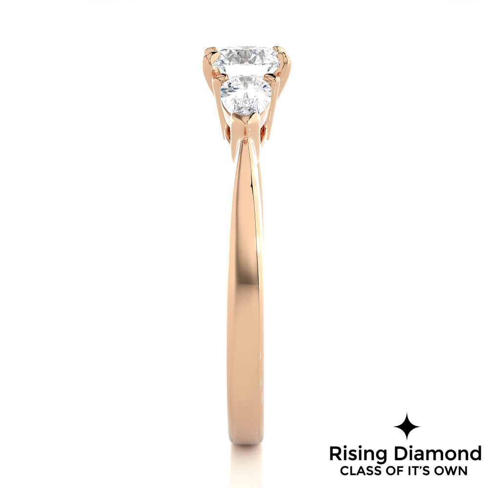 1.16 Ct Round Cut Colorless Moissanite Three Stone Engagement Ring