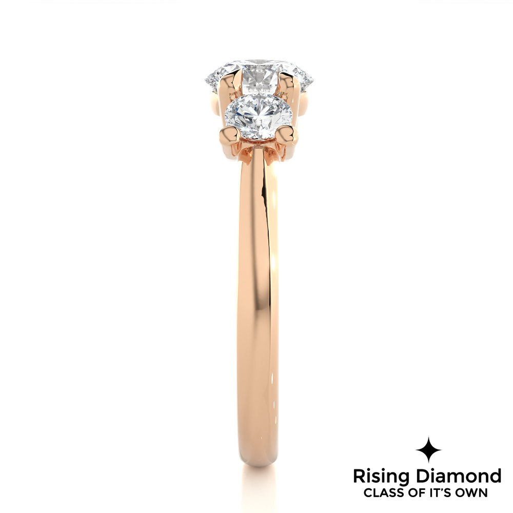 1.48 Ct Round Cut Colorless Moissanite Three Stone Engagement Ring