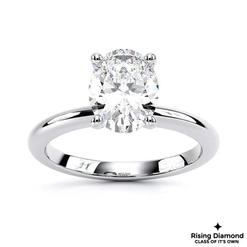 1.55 Ct Oval Cut F-VS2 Lab Grown Diamond Hidden Halo Engagement Ring
