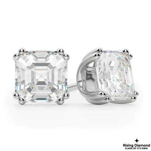 1.00 Ct For Each Asscher Cut Diamond Stud Earring
