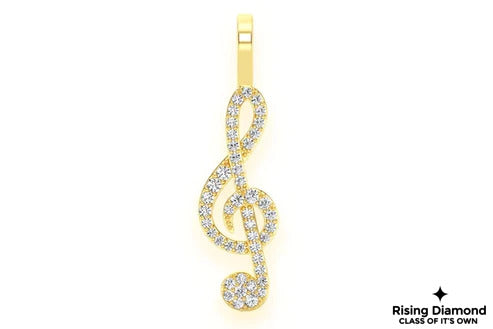 0.18 CTW Round Cut Colorless Moissanite Music Note Pendant