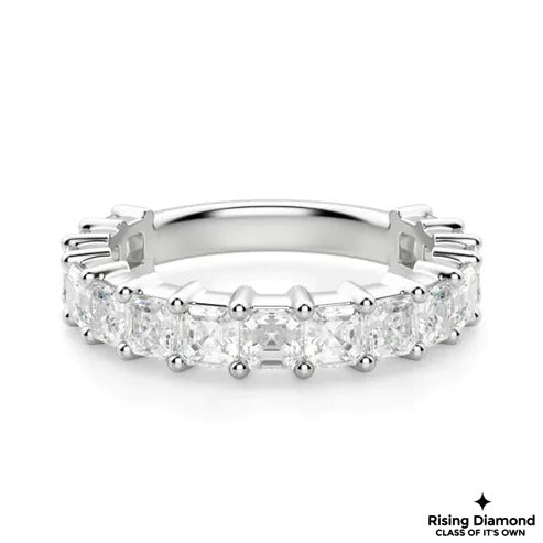 1.07 CTW Asscher Cut Colorless Moissanite Wedding Band