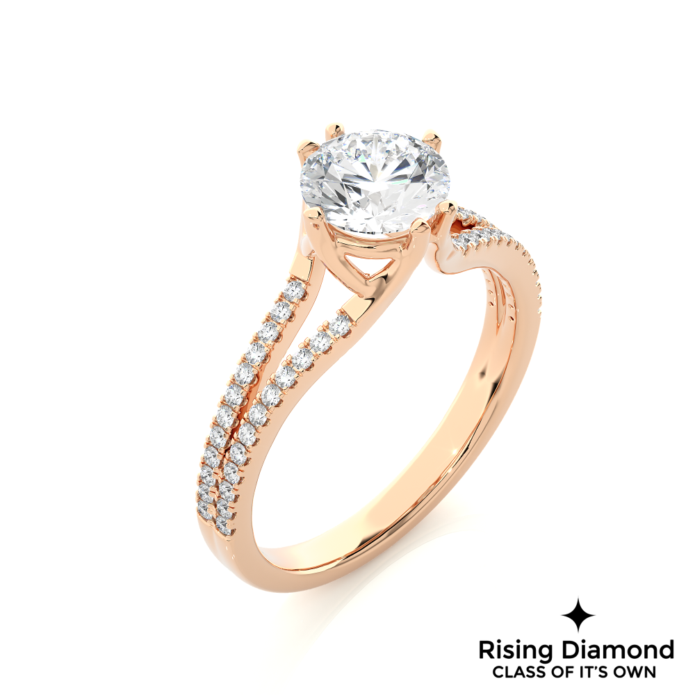 1.01 Ct Round Cut Colorless Moissanite Split Shank Engagement Ring