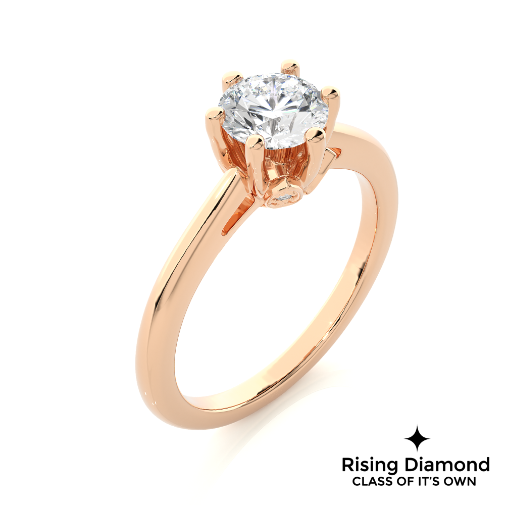 1.03 Ct Round Cut Colorless Moissanite Six Prong Engagement Ring