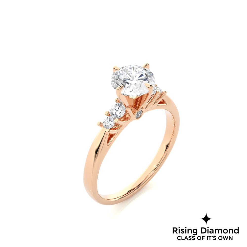 0.97 Ct Round Cut Colorless Moissanite Engagement Ring