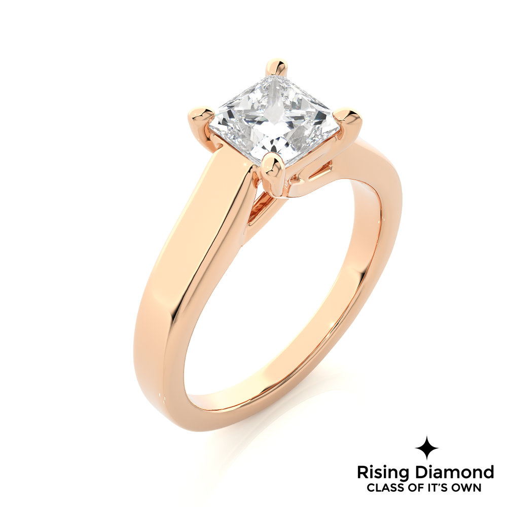 1.45 Ct Princess Cut Colorless Moissanite Solitaire Engagement Ring