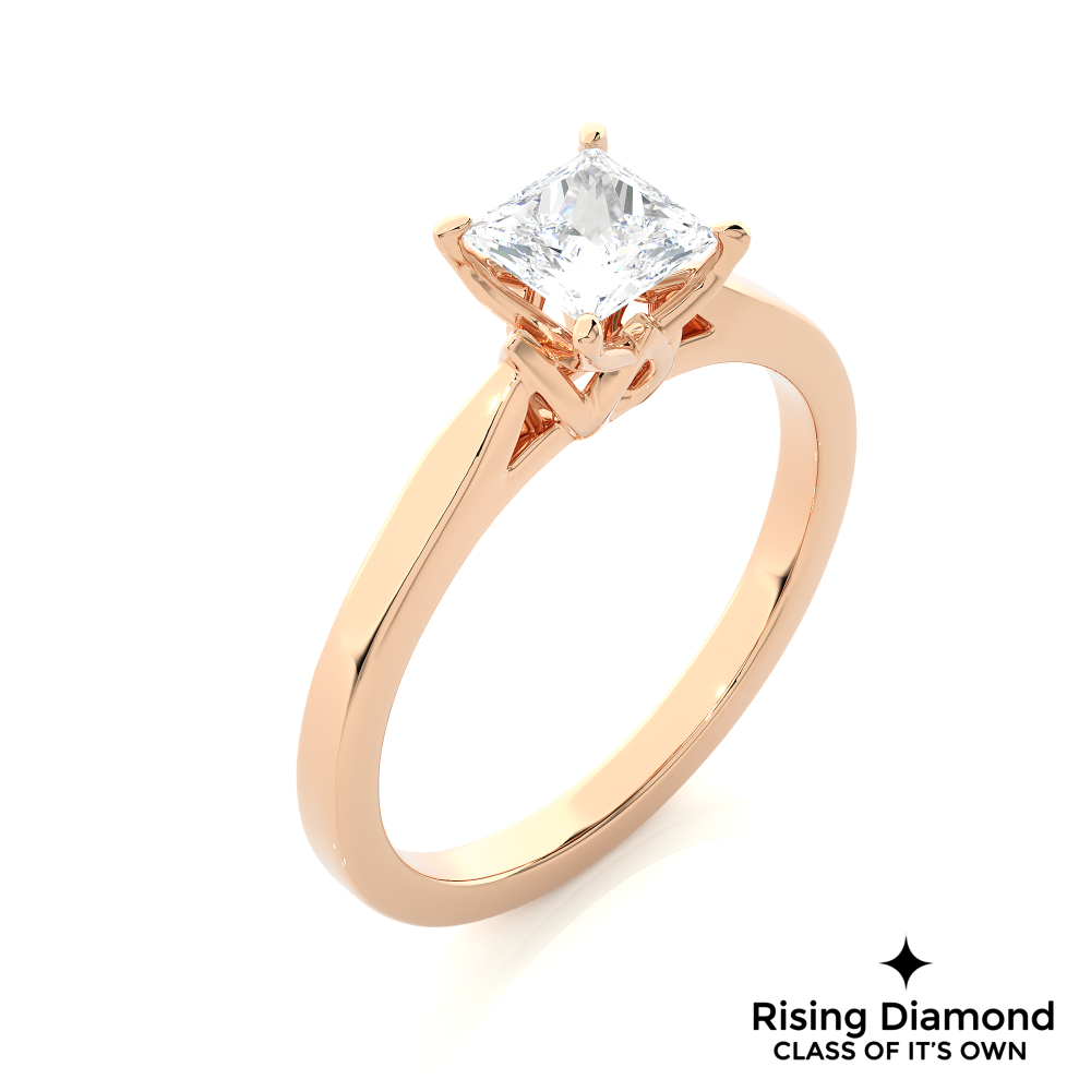 1.01 Ct Princess Cut Colorless Moissanite Solitaire Engagement Ring