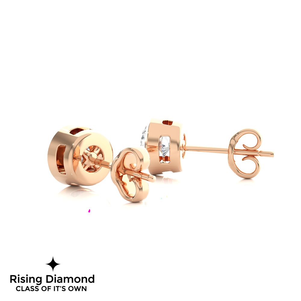 1.05 Ct For Each Round Cut Lab Grown Diamond Gold Stud Earring