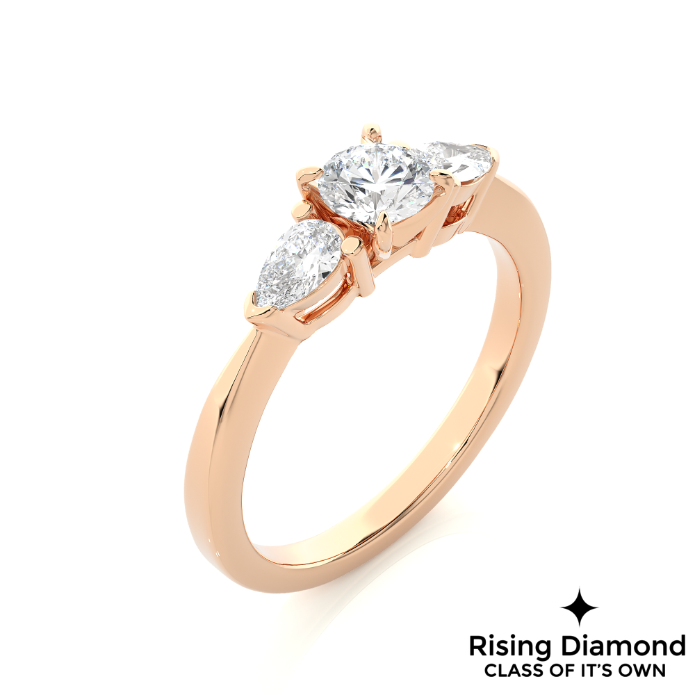 1.16 Ct Round Cut Colorless Moissanite Three Stone Engagement Ring