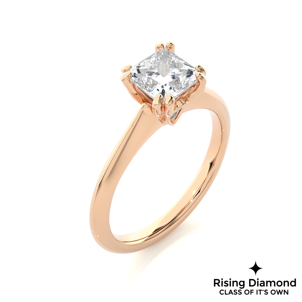 1.47 Ct Princess Cut Colorless Moissanite Engagement Ring